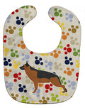 German Shepherd Pawprints Baby Bib Easy-Clean Baby Bib Baby Feeding Accessory Baby Mealtime Essential, 10 x 13, Multicolor