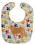 Caucasian Shepherd Dog Pawprints Baby Bib Easy-Clean Baby Bib Baby Feeding Accessory Baby Mealtime Essential, 10 x 13, Multicolor