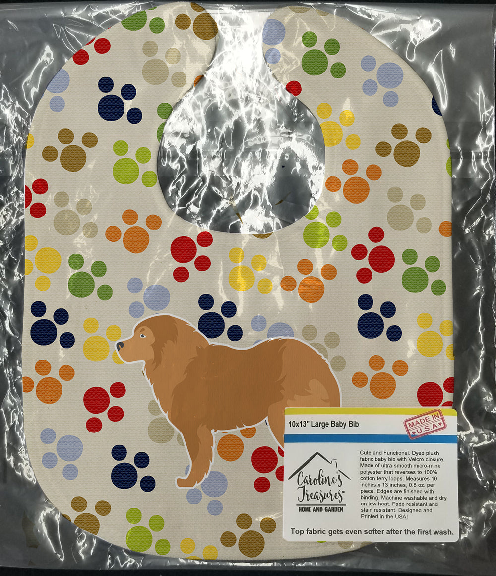 Caucasian Shepherd Dog Pawprints Baby Bib Easy-Clean Baby Bib Baby Feeding Accessory Baby Mealtime Essential, 10 x 13, Multicolor