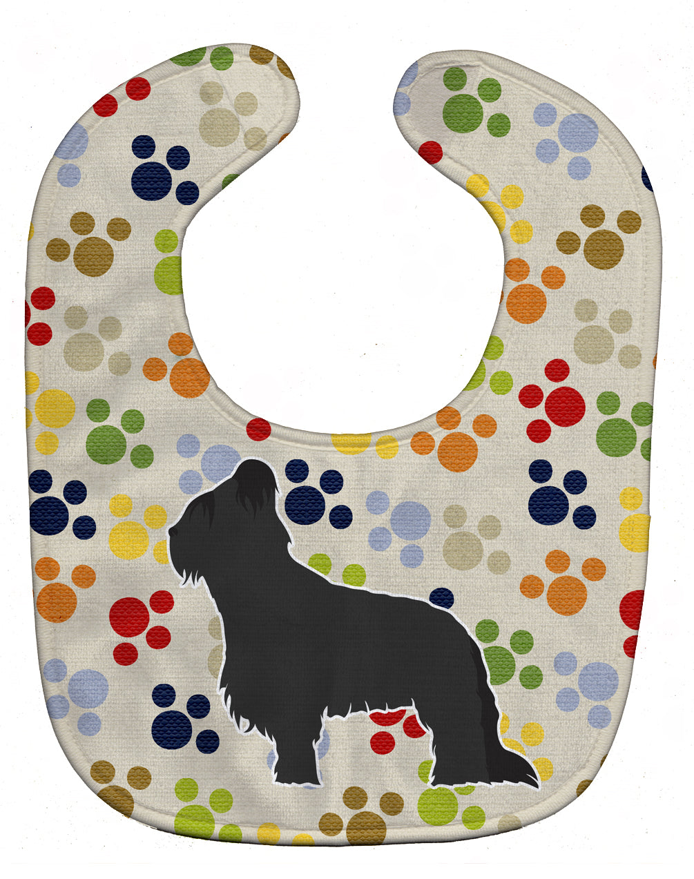 Briard Pawprints Baby Bib Easy-Clean Baby Bib Baby Feeding Accessory Baby Mealtime Essential, 10 x 13, Multicolor
