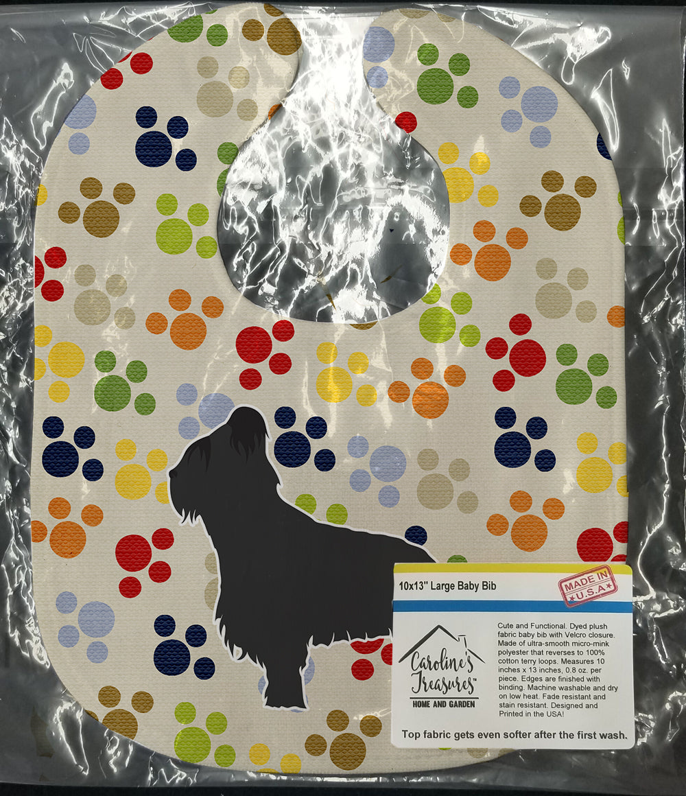 Briard Pawprints Baby Bib Easy-Clean Baby Bib Baby Feeding Accessory Baby Mealtime Essential, 10 x 13, Multicolor