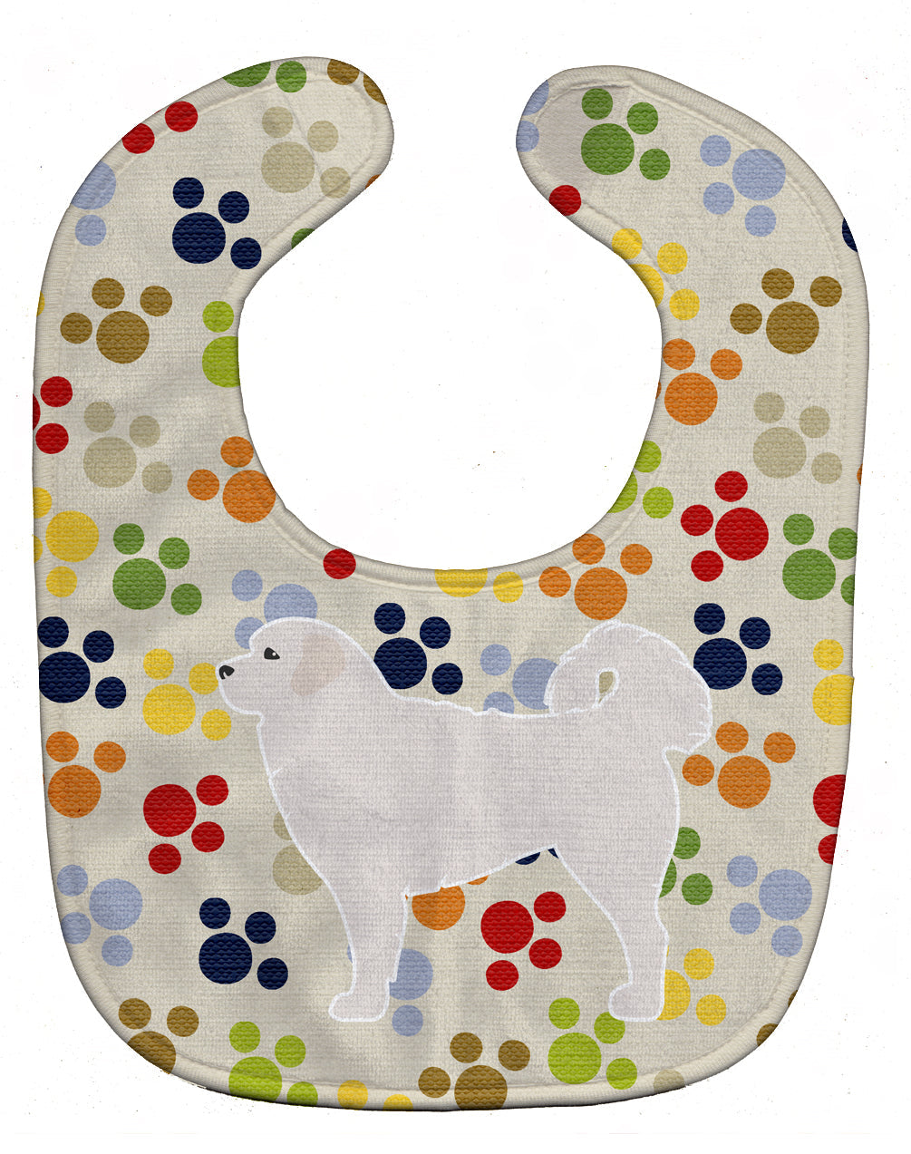 Polish Tatra Sheepdog Pawprints Baby Bib Easy-Clean Baby Bib Baby Feeding Accessory Baby Mealtime Essential, 10 x 13, Multicolor