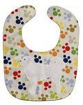 Polish Tatra Sheepdog Pawprints Baby Bib Easy-Clean Baby Bib Baby Feeding Accessory Baby Mealtime Essential, 10 x 13, Multicolor