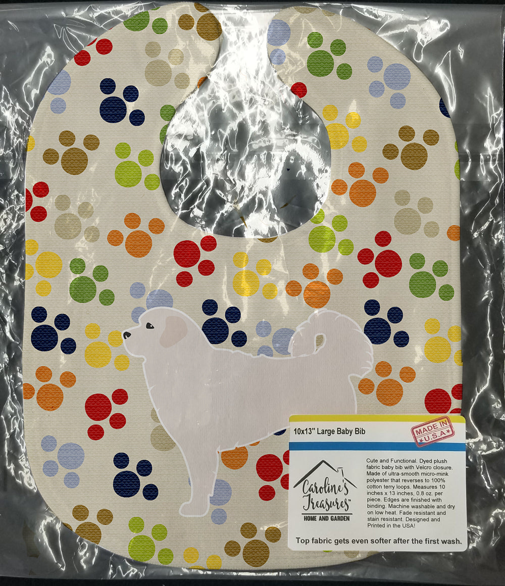 Polish Tatra Sheepdog Pawprints Baby Bib Easy-Clean Baby Bib Baby Feeding Accessory Baby Mealtime Essential, 10 x 13, Multicolor