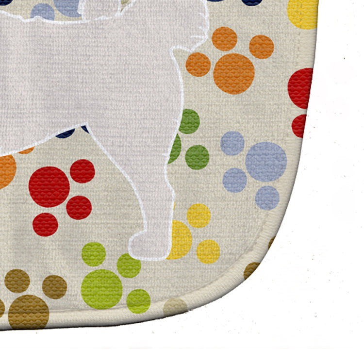 Polish Tatra Sheepdog Pawprints Baby Bib Easy-Clean Baby Bib Baby Feeding Accessory Baby Mealtime Essential, 10 x 13, Multicolor