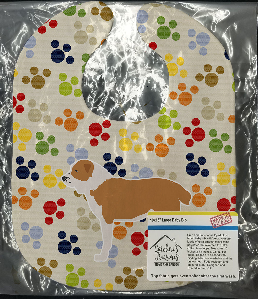 Central Asian Shepherd Dog Pawprints Baby Bib Easy-Clean Baby Bib Baby Feeding Accessory Baby Mealtime Essential, 10 x 13, Multicolor