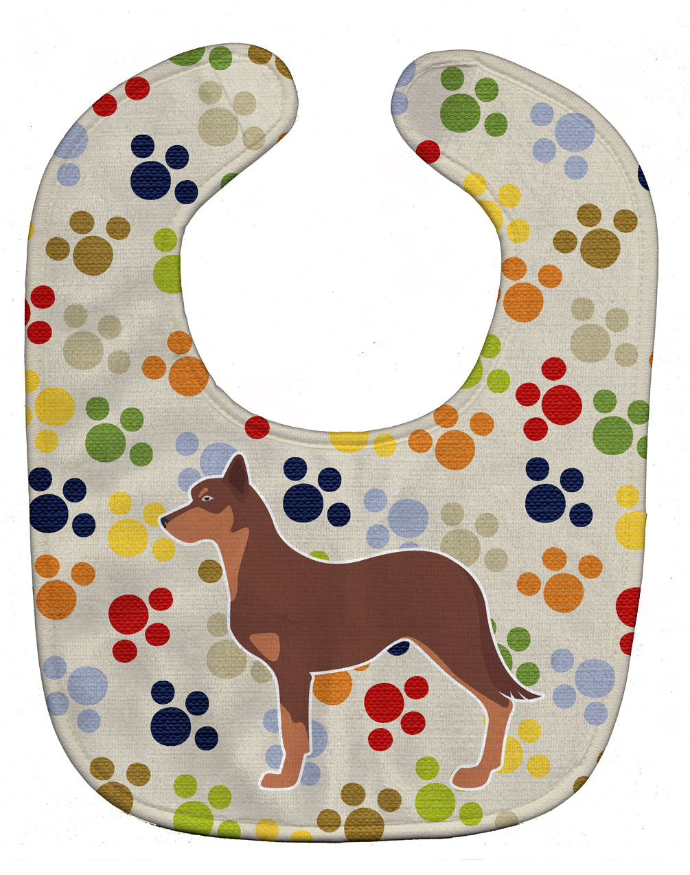 Australian Kelpie Dog Pawprints Baby Bib Easy-Clean Baby Bib Baby Feeding Accessory Baby Mealtime Essential, 10 x 13, Multicolor