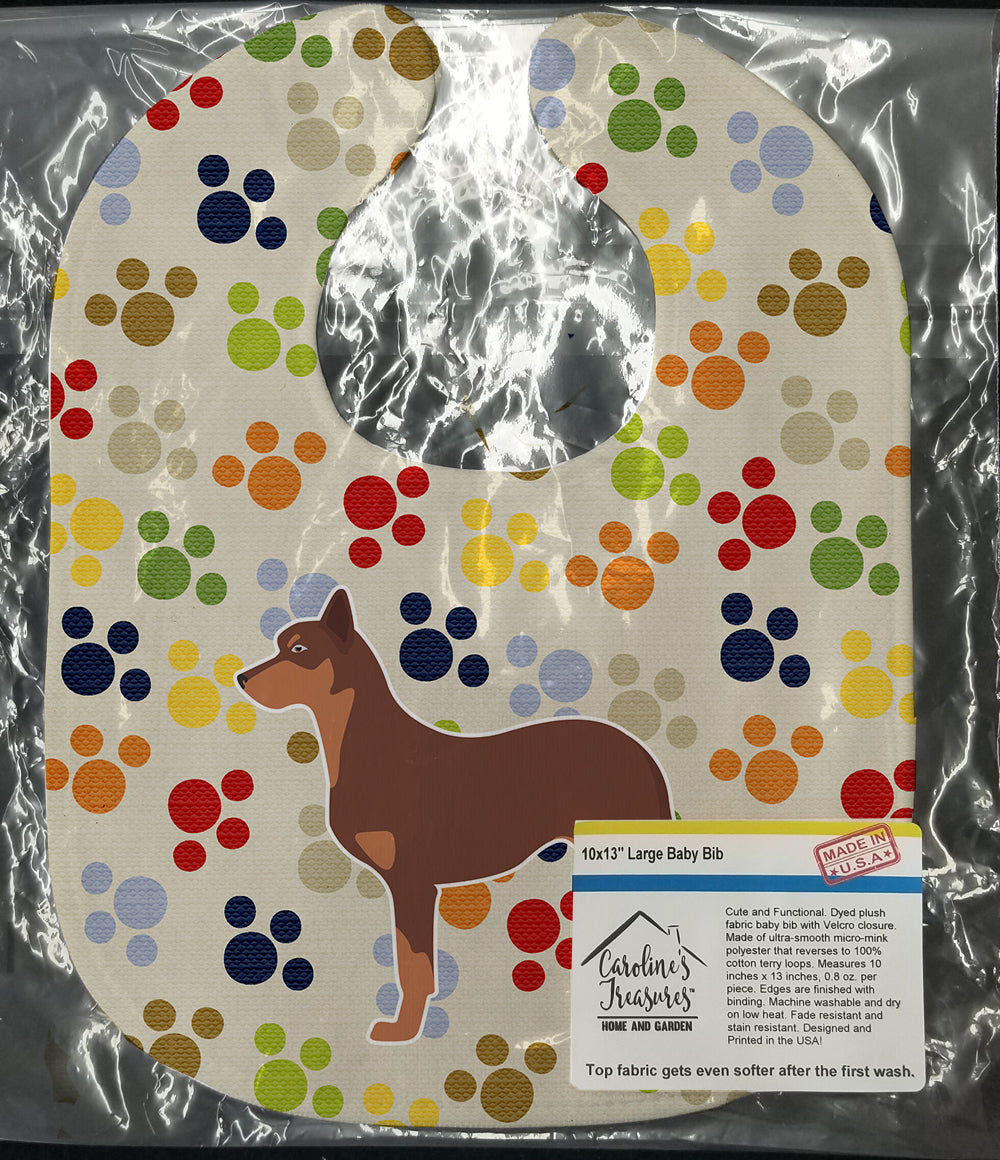Australian Kelpie Dog Pawprints Baby Bib Easy-Clean Baby Bib Baby Feeding Accessory Baby Mealtime Essential, 10 x 13, Multicolor