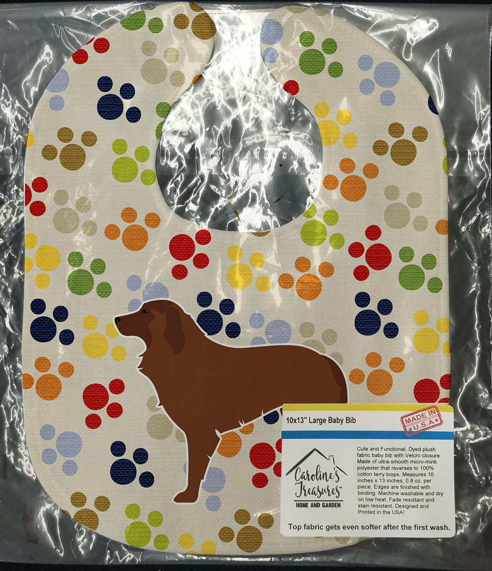 Portuguese Sheepdog Dog Pawprints Baby Bib Easy-Clean Baby Bib Baby Feeding Accessory Baby Mealtime Essential, 10 x 13, Multicolor