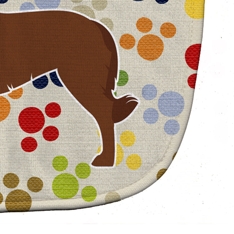 Portuguese Sheepdog Dog Pawprints Baby Bib Easy-Clean Baby Bib Baby Feeding Accessory Baby Mealtime Essential, 10 x 13, Multicolor