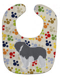 Polish Lowland Sheepdog Dog Pawprints Baby Bib Easy-Clean Baby Bib Baby Feeding Accessory Baby Mealtime Essential, 10 x 13, Multicolor