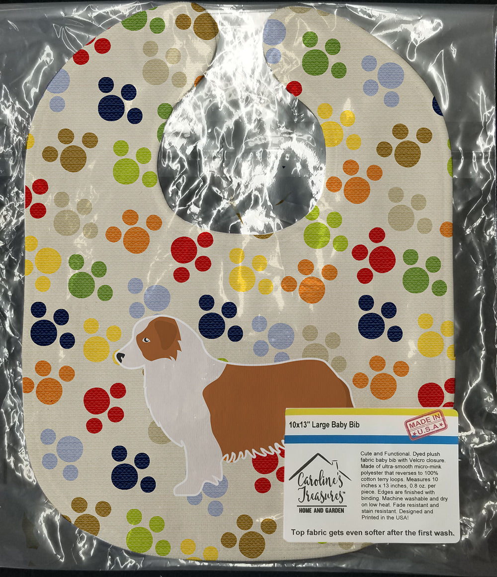 Australian Shepherd Dog Pawprints Baby Bib Easy-Clean Baby Bib Baby Feeding Accessory Baby Mealtime Essential, 10 x 13, Multicolor