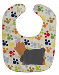 Yorkshire Terrier Yorkie Pawprints Baby Bib Easy-Clean Baby Bib Baby Feeding Accessory Baby Mealtime Essential, 10 x 13, Multicolor