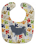 Lowchen Pawprints Baby Bib Easy-Clean Baby Bib Baby Feeding Accessory Baby Mealtime Essential, 10 x 13, Multicolor