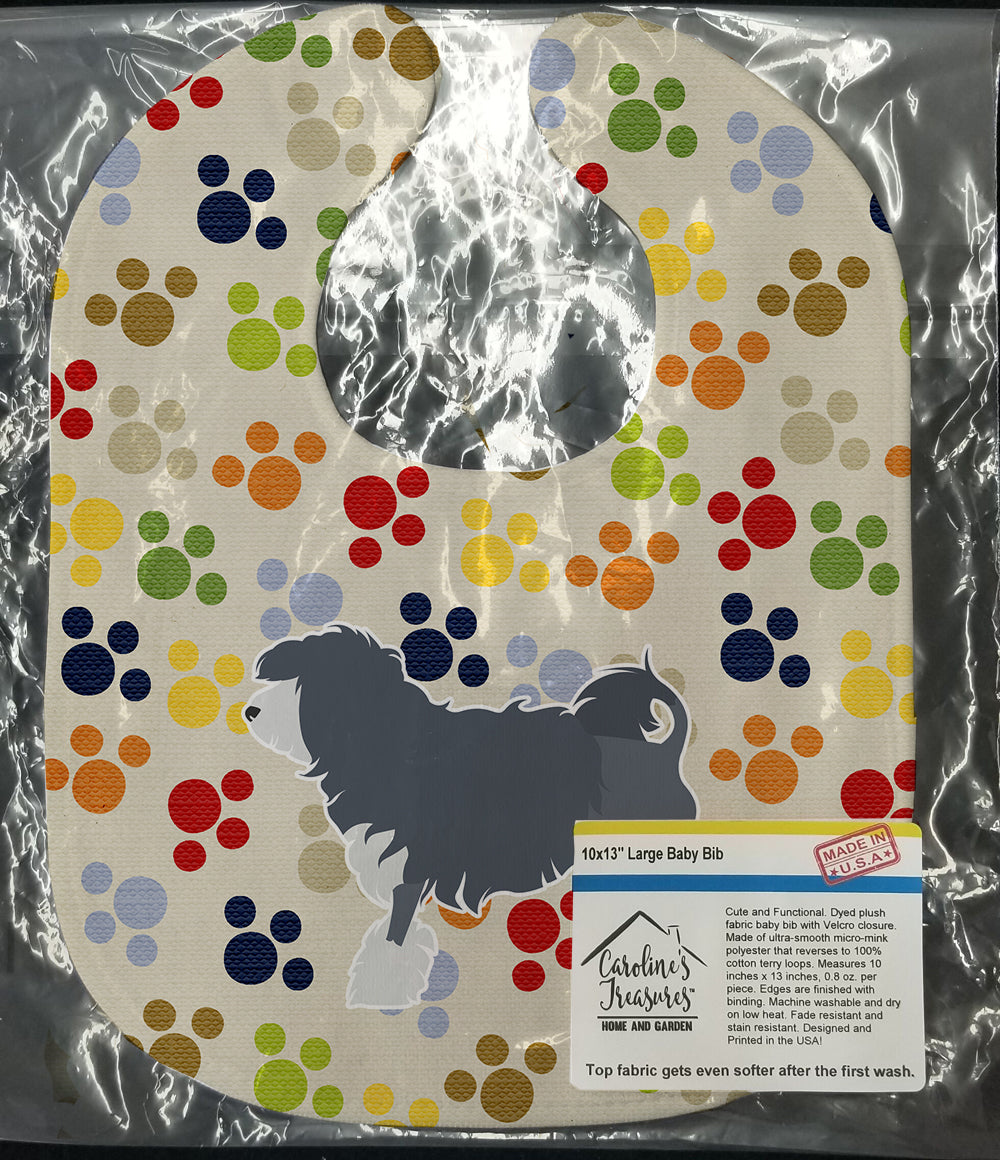 Lowchen Pawprints Baby Bib Easy-Clean Baby Bib Baby Feeding Accessory Baby Mealtime Essential, 10 x 13, Multicolor