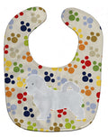 Maltese Pawprints Baby Bib Easy-Clean Baby Bib Baby Feeding Accessory Baby Mealtime Essential, 10 x 13, Multicolor