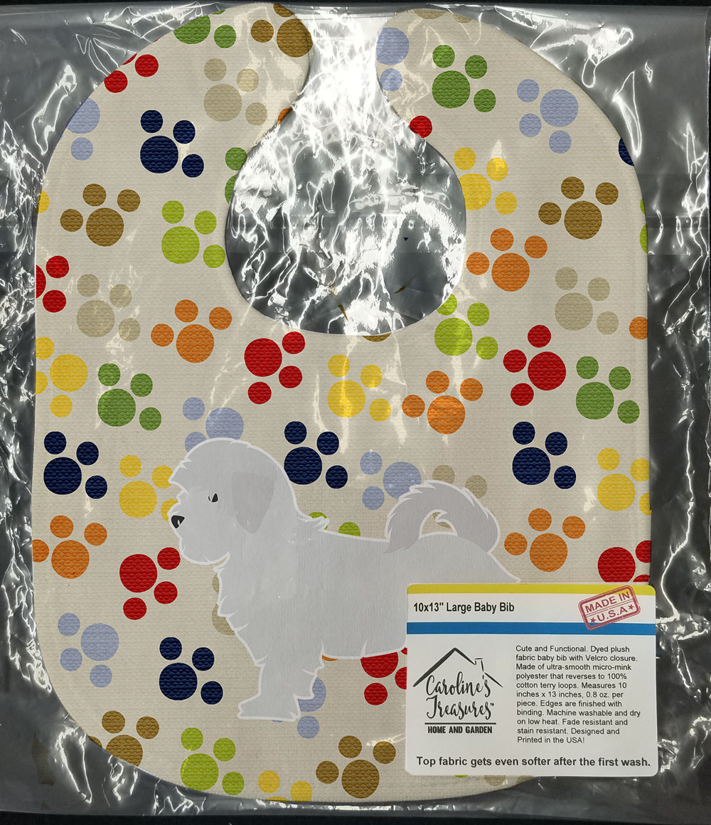Maltese Pawprints Baby Bib Easy-Clean Baby Bib Baby Feeding Accessory Baby Mealtime Essential, 10 x 13, Multicolor