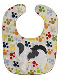 Japanese Chin Pawprints Baby Bib Easy-Clean Baby Bib Baby Feeding Accessory Baby Mealtime Essential, 10 x 13, Multicolor