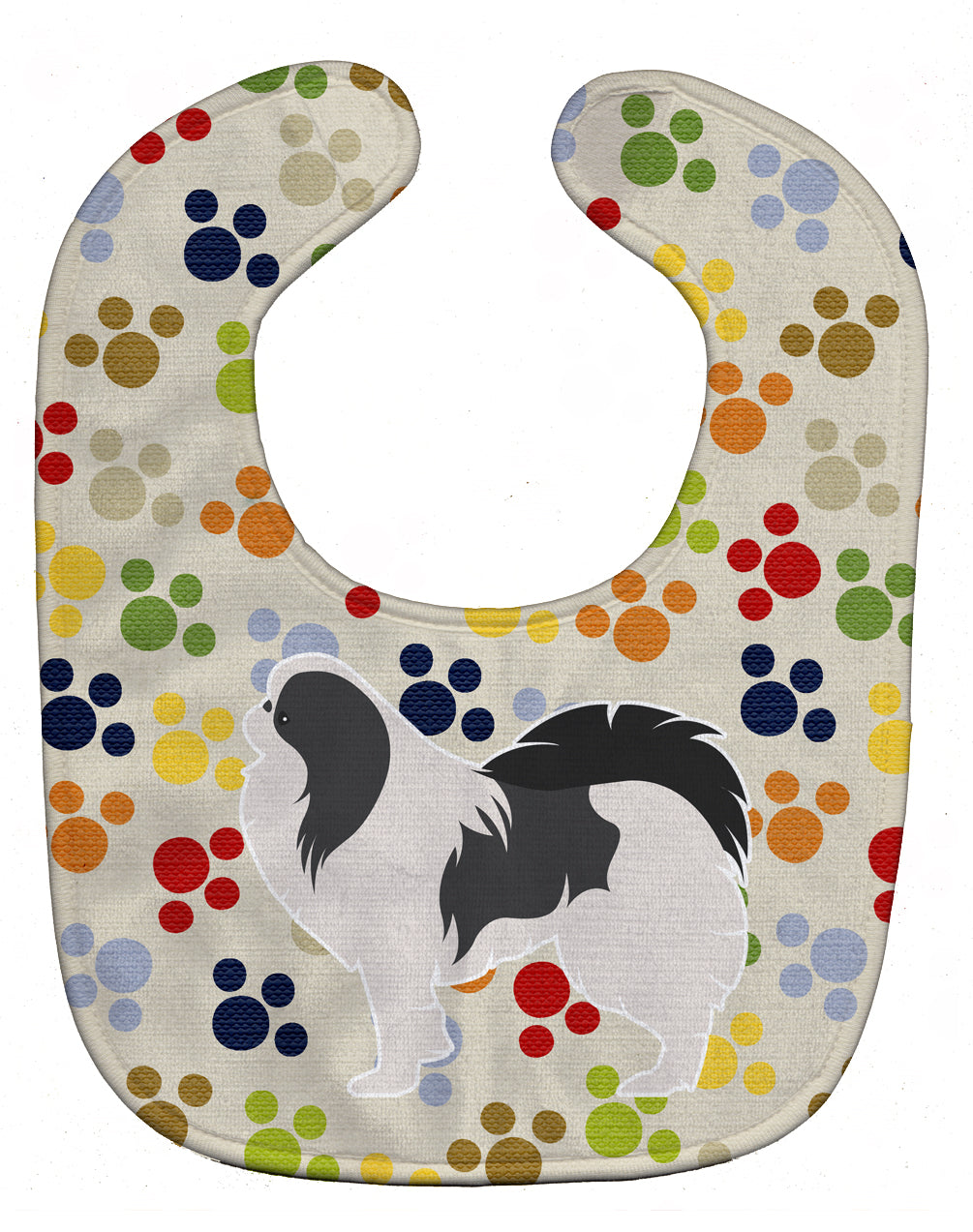 Japanese Chin Pawprints Baby Bib Easy-Clean Baby Bib Baby Feeding Accessory Baby Mealtime Essential, 10 x 13, Multicolor
