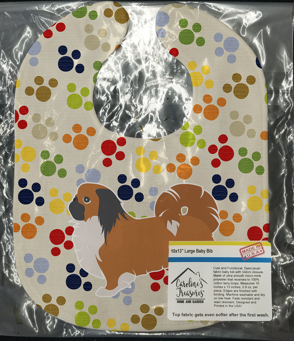 Pekingese Pawprints Baby Bib Easy-Clean Baby Bib Baby Feeding Accessory Baby Mealtime Essential, 10 x 13, Multicolor