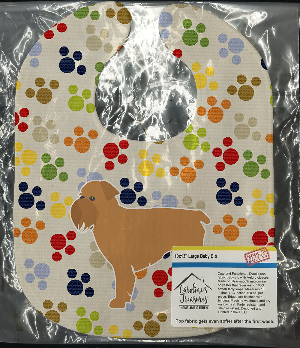 Brussels Griffon Pawprints Baby Bib Easy-Clean Baby Bib Baby Feeding Accessory Baby Mealtime Essential, 10 x 13, Multicolor