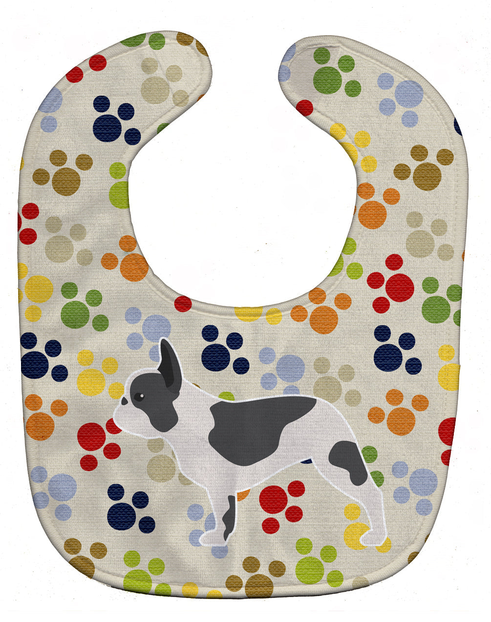 French Bulldog Pawprints Baby Bib Easy-Clean Baby Bib Baby Feeding Accessory Baby Mealtime Essential, 10 x 13, Multicolor