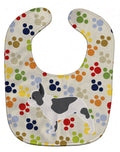French Bulldog Pawprints Baby Bib Easy-Clean Baby Bib Baby Feeding Accessory Baby Mealtime Essential, 10 x 13, Multicolor