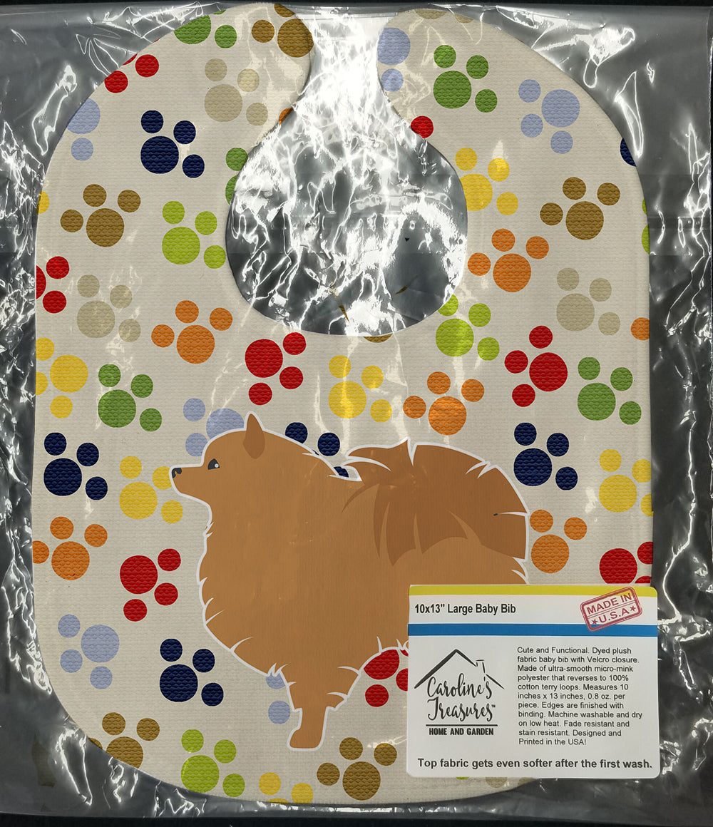 Pomeranian Pawprints Baby Bib Easy-Clean Baby Bib Baby Feeding Accessory Baby Mealtime Essential, 10 x 13, Multicolor