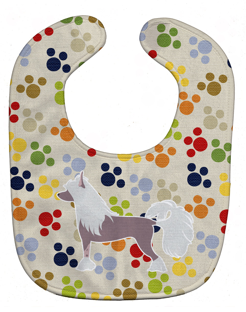 Chinese Crested Pawprints Baby Bib Easy-Clean Baby Bib Baby Feeding Accessory Baby Mealtime Essential, 10 x 13, Multicolor