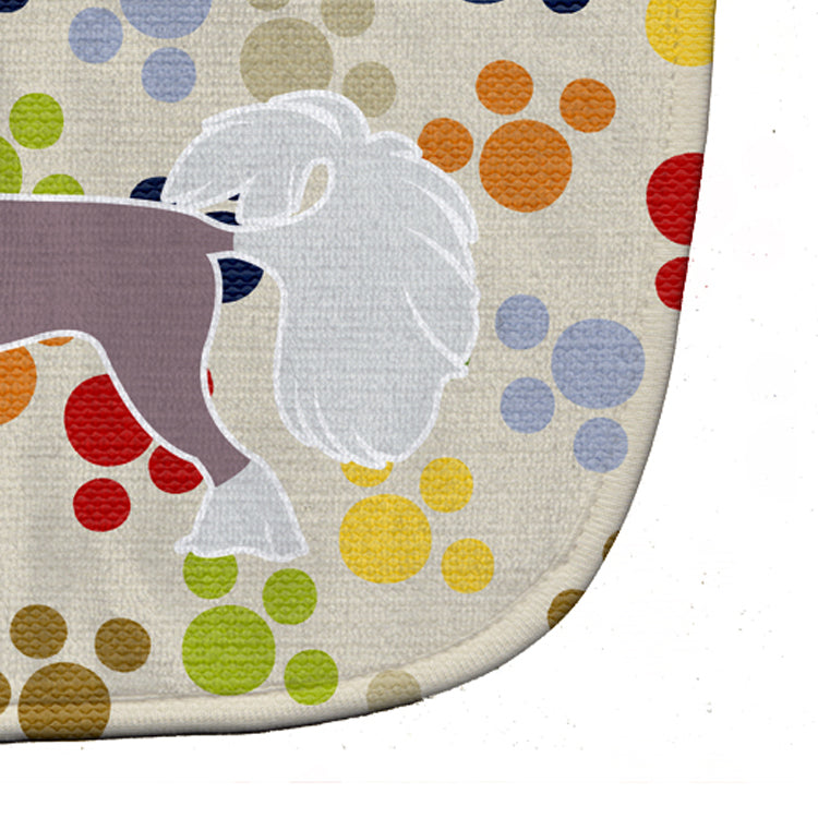 Chinese Crested Pawprints Baby Bib Easy-Clean Baby Bib Baby Feeding Accessory Baby Mealtime Essential, 10 x 13, Multicolor
