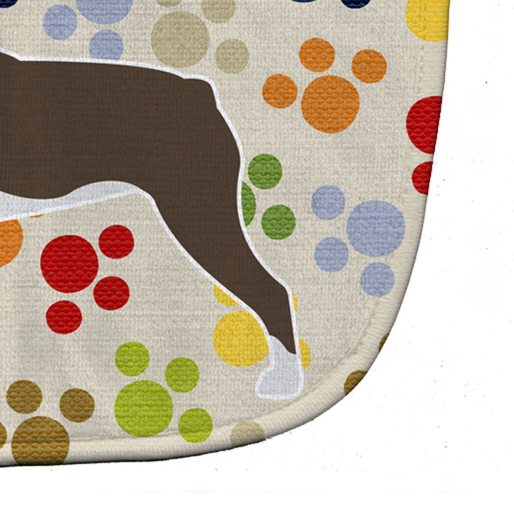 Boston Terrier Pawprints Baby Bib Easy-Clean Baby Bib Baby Feeding Accessory Baby Mealtime Essential, 10 x 13, Multicolor