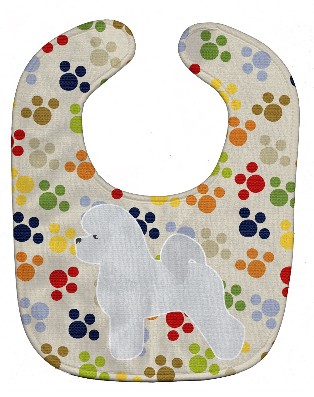 Bichon Frise Pawprints Baby Bib Easy-Clean Baby Bib Baby Feeding Accessory Baby Mealtime Essential, 10 x 13, Multicolor