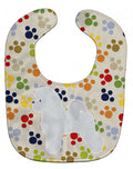 Bichon Frise Pawprints Baby Bib Easy-Clean Baby Bib Baby Feeding Accessory Baby Mealtime Essential, 10 x 13, Multicolor