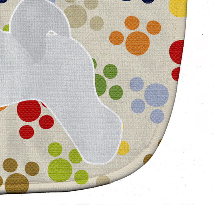 Bichon Frise Pawprints Baby Bib Easy-Clean Baby Bib Baby Feeding Accessory Baby Mealtime Essential, 10 x 13, Multicolor