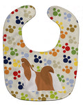 Shih Tzu Pawprints Baby Bib Easy-Clean Baby Bib Baby Feeding Accessory Baby Mealtime Essential, 10 x 13, Multicolor