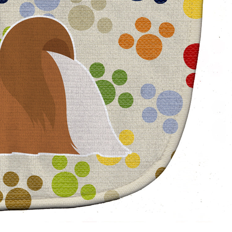 Shih Tzu Pawprints Baby Bib Easy-Clean Baby Bib Baby Feeding Accessory Baby Mealtime Essential, 10 x 13, Multicolor