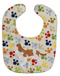 Cavalier King Charles Spaniel Pawprints Baby Bib Easy-Clean Baby Bib Baby Feeding Accessory Baby Mealtime Essential, 10 x 13, Multicolor