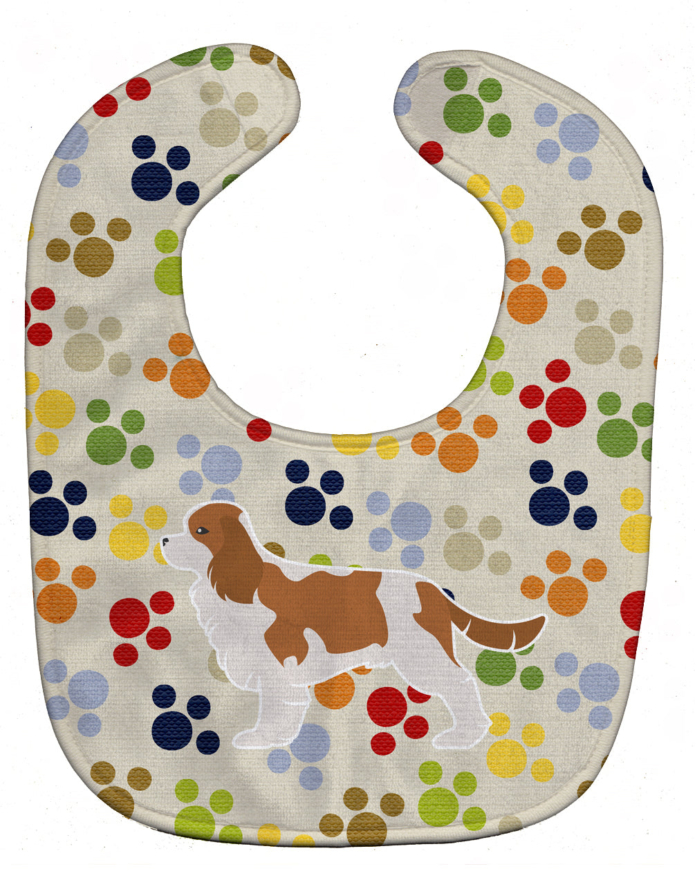 Cavalier King Charles Spaniel Pawprints Baby Bib Easy-Clean Baby Bib Baby Feeding Accessory Baby Mealtime Essential, 10 x 13, Multicolor