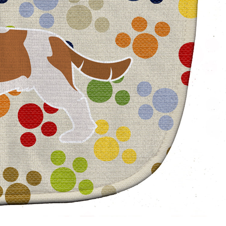 Cavalier King Charles Spaniel Pawprints Baby Bib Easy-Clean Baby Bib Baby Feeding Accessory Baby Mealtime Essential, 10 x 13, Multicolor