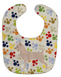Chihuahua Pawprints Baby Bib Easy-Clean Baby Bib Baby Feeding Accessory Baby Mealtime Essential, 10 x 13, Multicolor