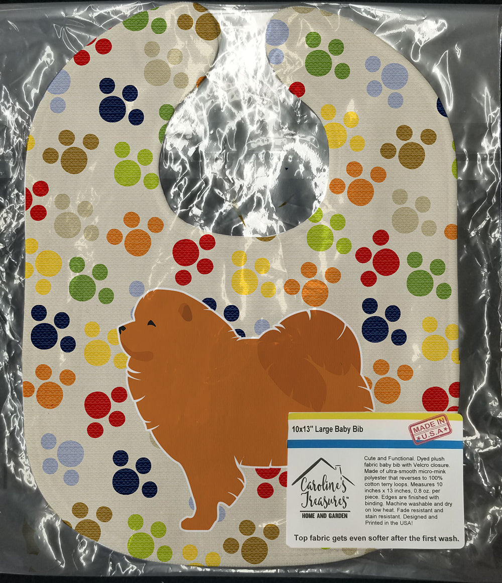 Chow Chow Pawprints Baby Bib Easy-Clean Baby Bib Baby Feeding Accessory Baby Mealtime Essential, 10 x 13, Multicolor