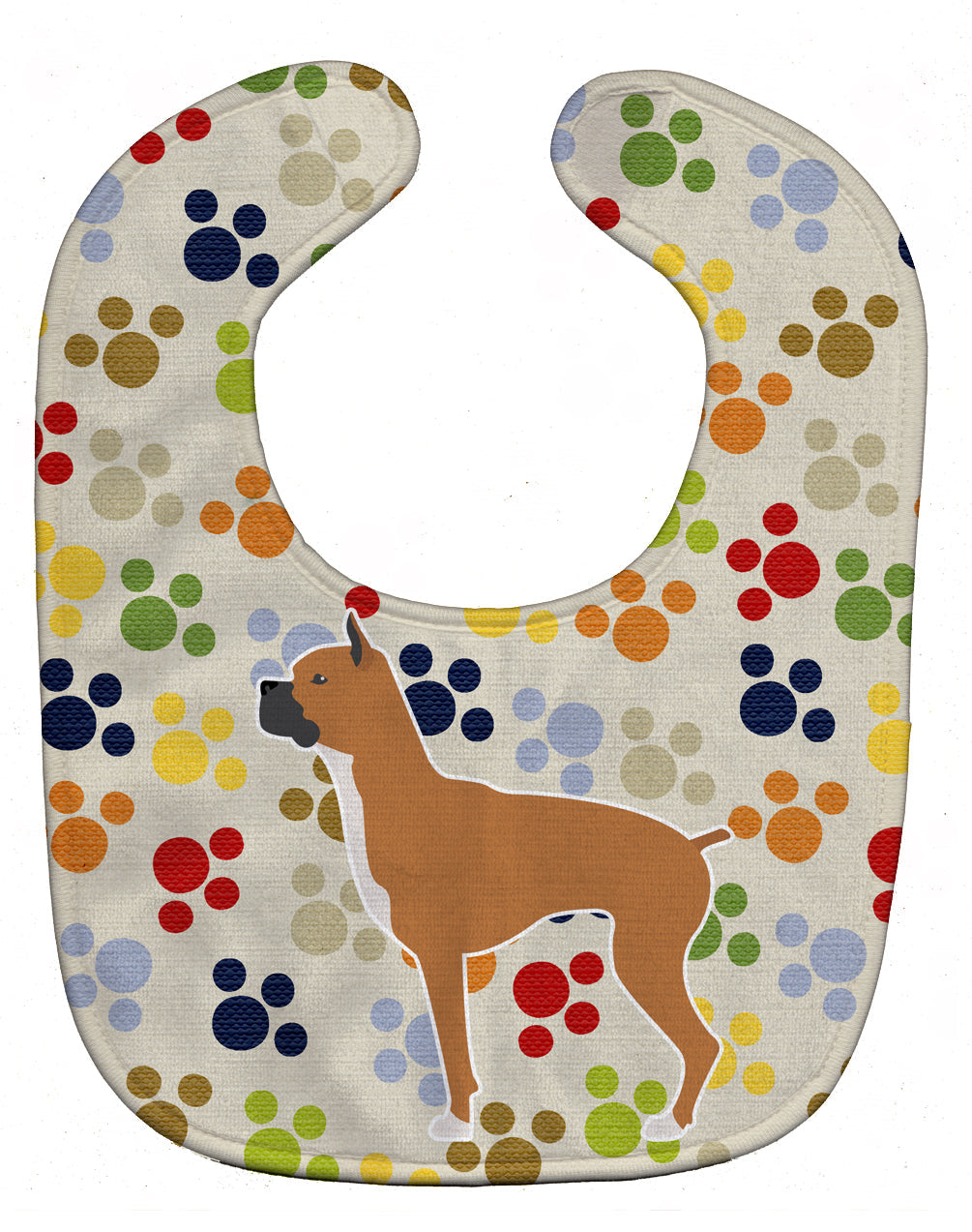 Boxer Pawprints Baby Bib Easy-Clean Baby Bib Baby Feeding Accessory Baby Mealtime Essential, 10 x 13, Multicolor