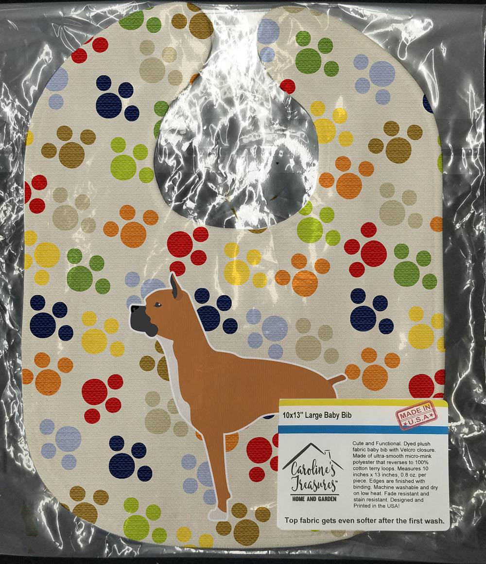Boxer Pawprints Baby Bib Easy-Clean Baby Bib Baby Feeding Accessory Baby Mealtime Essential, 10 x 13, Multicolor