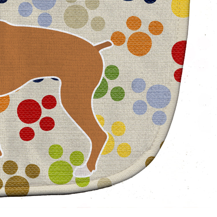 Boxer Pawprints Baby Bib Easy-Clean Baby Bib Baby Feeding Accessory Baby Mealtime Essential, 10 x 13, Multicolor