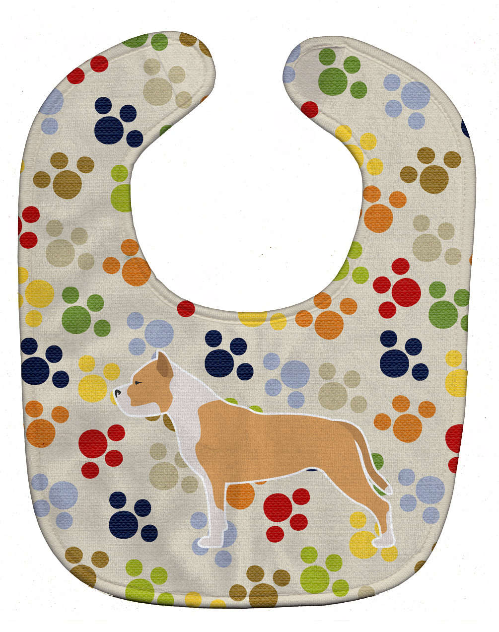 Staffordshire Bull Terrier Pawprints Baby Bib Easy-Clean Baby Bib Baby Feeding Accessory Baby Mealtime Essential, 10 x 13, Multicolor