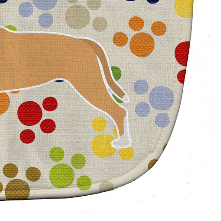 Staffordshire Bull Terrier Pawprints Baby Bib Easy-Clean Baby Bib Baby Feeding Accessory Baby Mealtime Essential, 10 x 13, Multicolor