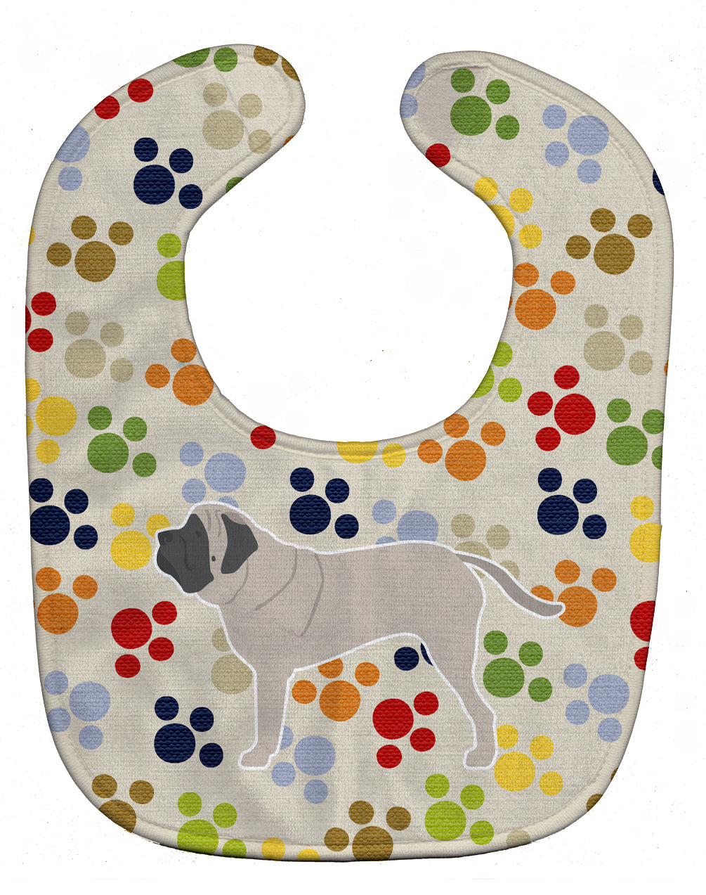 English Mastiff Pawprints Baby Bib Easy-Clean Baby Bib Baby Feeding Accessory Baby Mealtime Essential, 10 x 13, Multicolor
