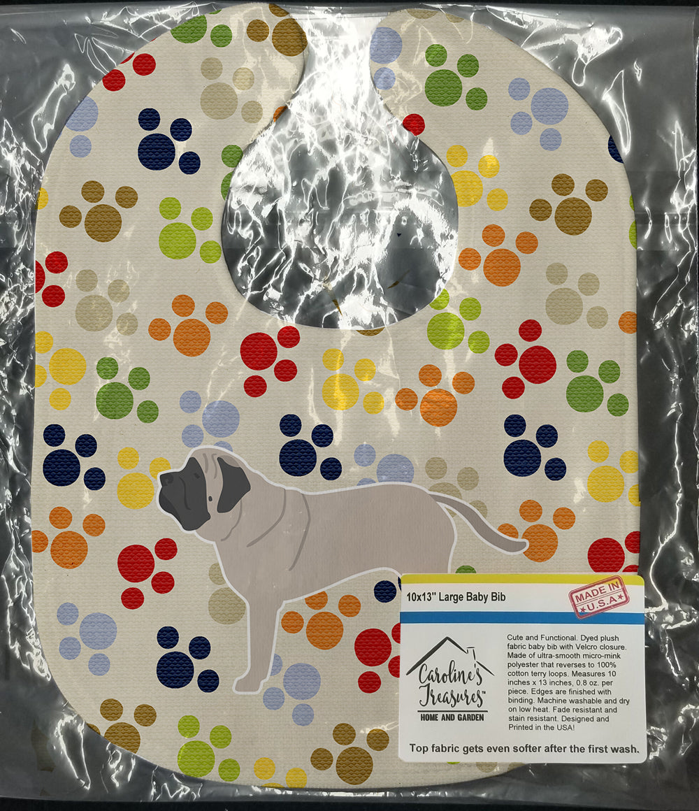 English Mastiff Pawprints Baby Bib Easy-Clean Baby Bib Baby Feeding Accessory Baby Mealtime Essential, 10 x 13, Multicolor