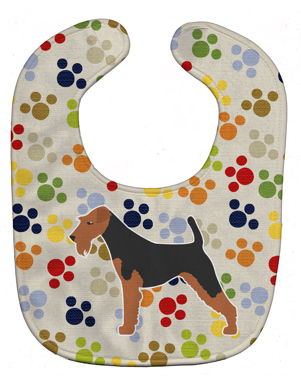 Airedale Terrier Pawprints Baby Bib Easy-Clean Baby Bib Baby Feeding Accessory Baby Mealtime Essential, 10 x 13, Multicolor