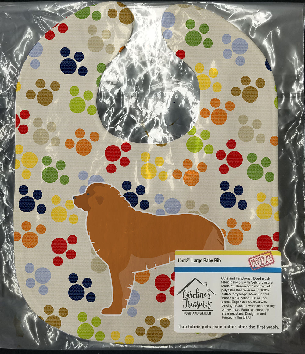 Leonberger Pawprints Baby Bib Easy-Clean Baby Bib Baby Feeding Accessory Baby Mealtime Essential, 10 x 13, Multicolor
